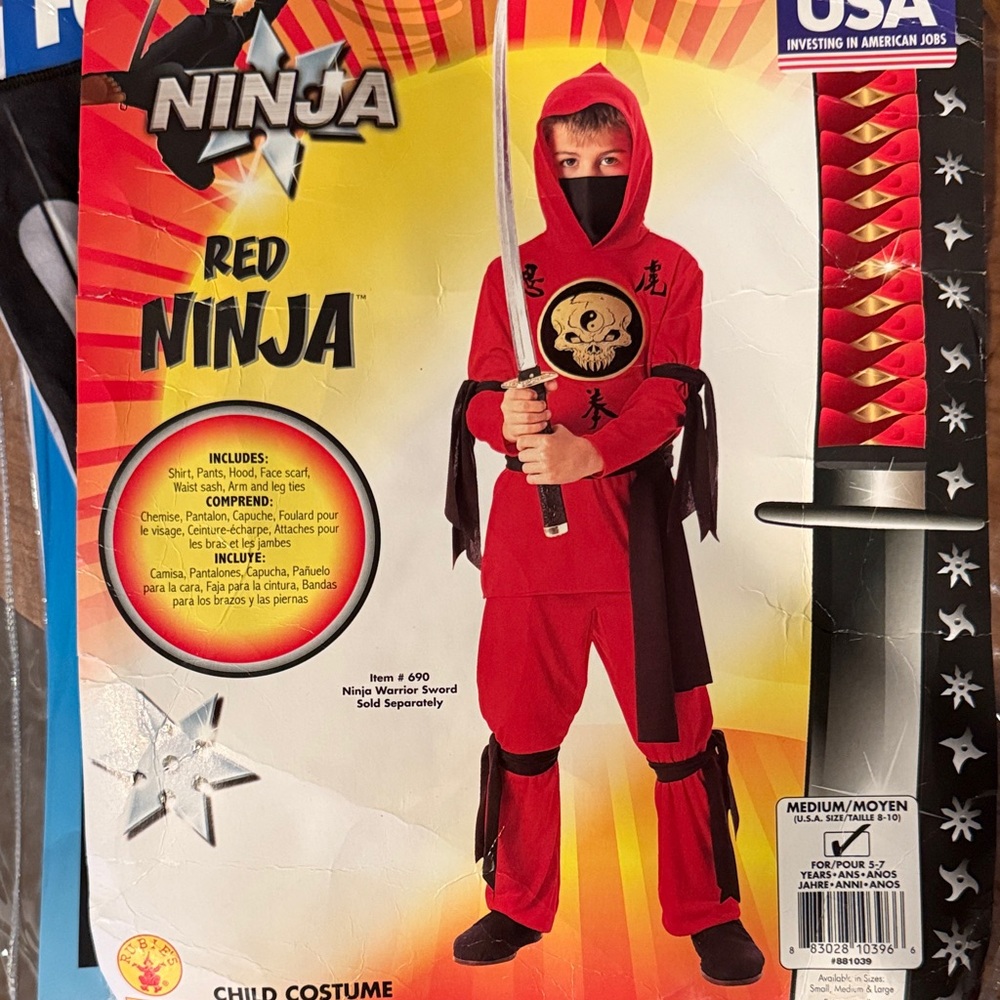 Ninja Red Warrior Kids Costume